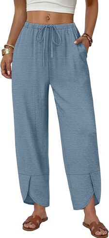 Sampeel Wide Leg Pants Woman Palazzo Capri Pants Cropped Spring Summer Vacation Outfits Fashion Clothing Beach Clothes 2026 in Kuwait