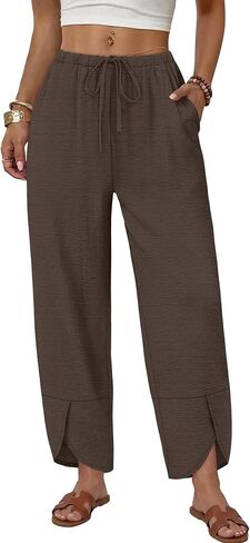 Sampeel Wide Leg Pants Woman Palazzo Capri Pants Cropped Spring Summer Vacation Outfits Fashion Clothing Beach Clothes 2026 in Kuwait