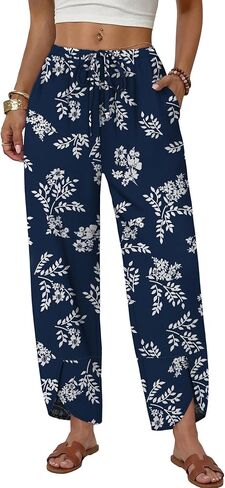 Sampeel Wide Leg Pants Woman Palazzo Capri Pants Cropped Spring Summer Vacation Outfits Fashion Clothing Beach Clothes 2026 in Kuwait