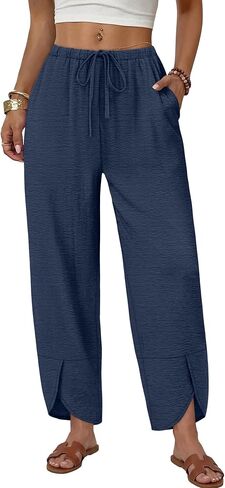 Sampeel Wide Leg Pants Woman Palazzo Capri Pants Cropped Spring Summer Vacation Outfits Fashion Clothing Beach Clothes 2026 in Kuwait