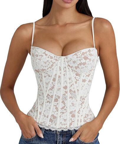 Floral Lace Corset Tops for Women French Romance Overbust Bustier with Adjustable Lace Up Elegant Shapewear in Saudi Arabia