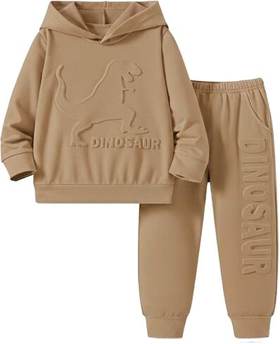 Kids Boy Dinosaur Printed Hoodie Pants Set Toddler Boys Hooded Sweatshirt + Jogger Pants Outfit Long Sleeve Clothes in Saudi Arabia