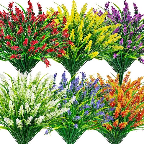 Der Rose 24 Bundles Artificial Flowers Bulk for Outdoors UV Resistant Fake Flowers Spring for Garden Patio Porch Farmhouse Home Window Box Decor（Colourful） in Saudi Arabia