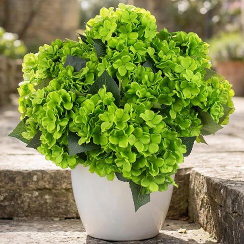 Daynight 4 Pcs Hydrangea Artificial Flowers Outdoor Silk Bouquets, UV Resistant Faux Hydrangeas Flowers for Table Vase Centerpieces Outside Party Wedding Baby Shower Home Outdoor Decor (4, White) in Kuwait