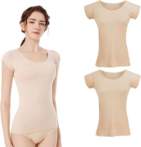 2PCS Women Modal Shirts with Underarm Sweat Pads in Saudi Arabia
