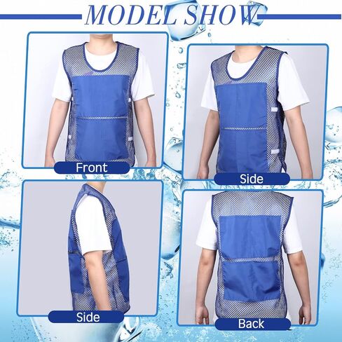 Mepase 2 Pcs Ice Cooling Vest for Men Women Teens with Ice Packs Summer Hot Weather Cooling Vest Cool Jacket with Pockets for Outdoor Working in The Heat, Fishing, Running, Cycling, Sports in Kuwait