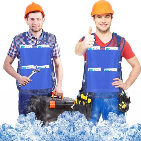 Mepase 2 Pcs Ice Cooling Vest for Men Women Teens with Ice Packs Summer Hot Weather Cooling Vest Cool Jacket with Pockets for Outdoor Working in The Heat, Fishing, Running, Cycling, Sports in Kuwait