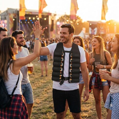 Running Vest Beer Vest Beer Storage Belt 12 Pockets Pouch Belt Holder Drinking Holder for Men in Kuwait