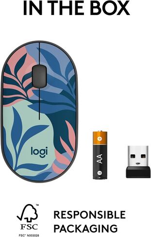 ماوس لاسلكي لوجيتك M340 مع مطبوعات إصدار محدود، مستقبل USB ونقرات صامتة، ماوس لاسلكي محمول لأجهزة الكمبيوتر المحمول والكمبيوتر الشخصي والنوافذ والكروم والسطح - شروق الشمس الاستوائي (متجدد) in Kuwait