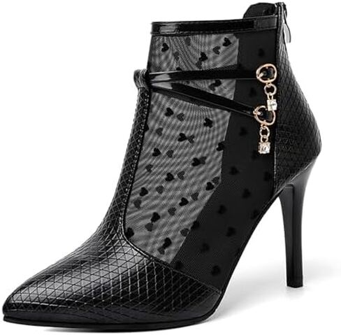 Women'S Leather Pointed Toe Stiletto Ankle Boots Fall Winter Fashion Back Zipper High Heel Dress Booties For Date Party Evening in Kuwait