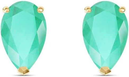 Galaxy Gold GG 14K Solid Yellow Gold Natural Emerald Stud Earrings for Women, 2.00 Carat, Fine Jewelry in Kuwait