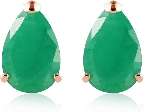 Galaxy Gold GG 14K Solid Yellow Gold Natural Emerald Stud Earrings for Women, 2.00 Carat, Fine Jewelry in Kuwait