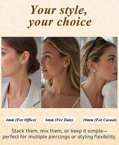 Gold Pearl Stud Earrings Set for Women, 7 Pairs (3–10mm), Hypoallergenic with Soft Silicone Comfort Backs, No Hair Pulling, Includes Extra Metal Backs, Classic Minimalist Jewelry in Saudi Arabia