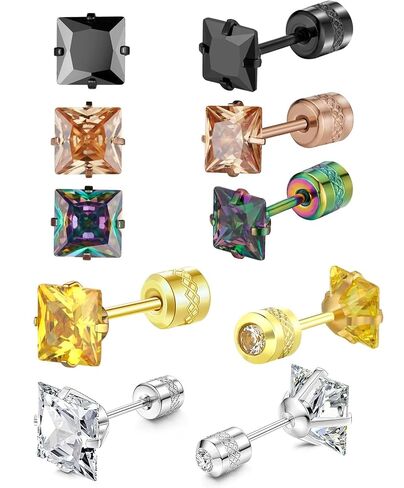 Gold Pearl Stud Earrings Set for Women, 7 Pairs (3–10mm), Hypoallergenic with Soft Silicone Comfort Backs, No Hair Pulling, Includes Extra Metal Backs, Classic Minimalist Jewelry in Saudi Arabia