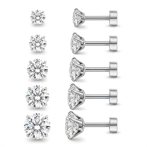Gold Pearl Stud Earrings Set for Women, 7 Pairs (3–10mm), Hypoallergenic with Soft Silicone Comfort Backs, No Hair Pulling, Includes Extra Metal Backs, Classic Minimalist Jewelry in Saudi Arabia