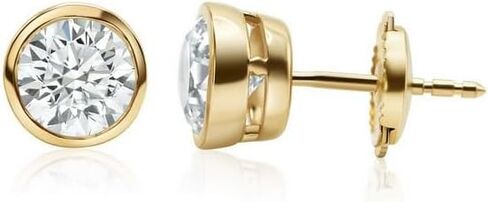 Lab Grown Diamond Stud Earrings 2 CTW, Round Bezel Set, F-G Color SI Clarity, 10K/14K/18K White Yellow Rose Gold, Minimalist Diamond Earrings for Women, Everyday Luxury Jewelry Gift in Saudi Arabia
