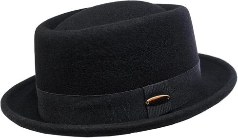 Wool Pork Pie Hat for Men Women, Vintage Fedora Hats 100% Wool Felt Short Brim Porkpie Hat Gentleman Jazz Trilby Hats Unisex in Saudi Arabia