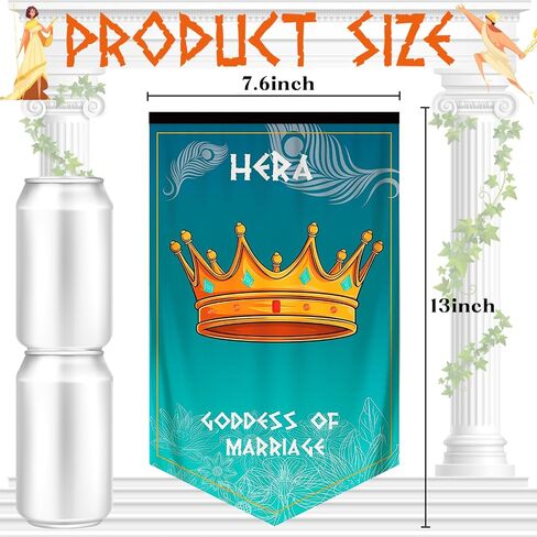 15Pcs Greek Gods Banners, Greek Mythology Cabin Flag, Olympian Gods Cabin Banner, Greek Mythology Party Decorations for Percy Jackson Party, Camp Half Blood Birthday Decorations, Polyester, 7.6"x13" in Kuwait