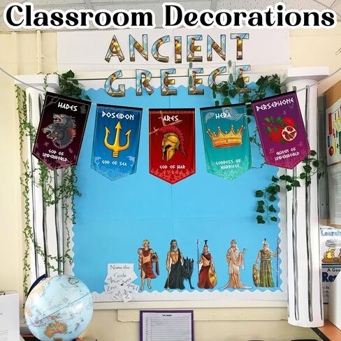 15Pcs Greek Gods Banners, Greek Mythology Cabin Flag, Olympian Gods Cabin Banner, Greek Mythology Party Decorations for Percy Jackson Party, Camp Half Blood Birthday Decorations, Polyester, 7.6"x13" in Kuwait