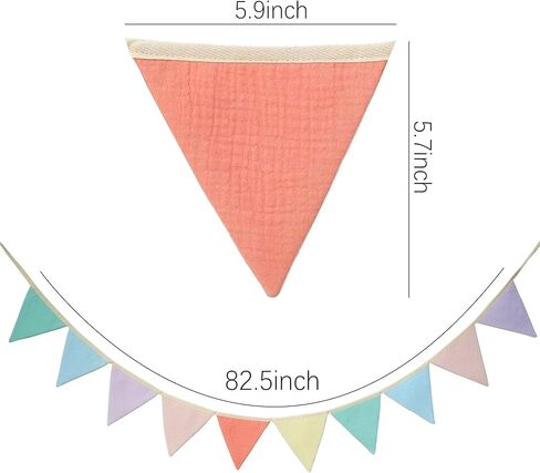 JUIIZAY Pennant Banner Flags Pastel Fabric Triangle Bunting Garland for Playroom Nursery Decor Hanging Party Decorations in Saudi Arabia