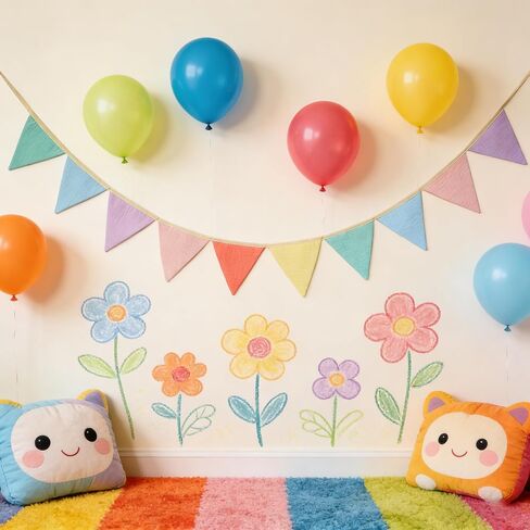 JUIIZAY Pennant Banner Flags Pastel Fabric Triangle Bunting Garland for Playroom Nursery Decor Hanging Party Decorations in Saudi Arabia