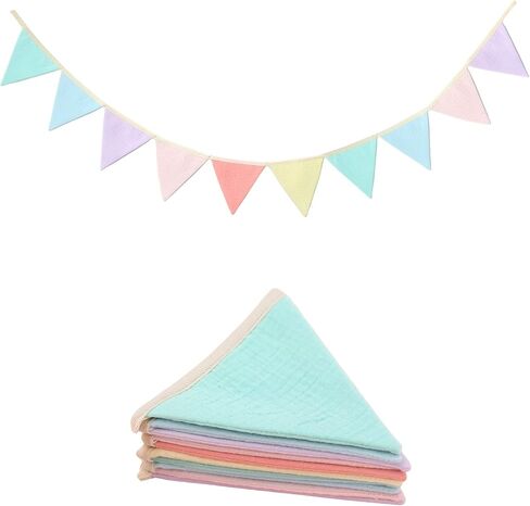 JUIIZAY Pennant Banner Flags Pastel Fabric Triangle Bunting Garland for Playroom Nursery Decor Hanging Party Decorations in Saudi Arabia