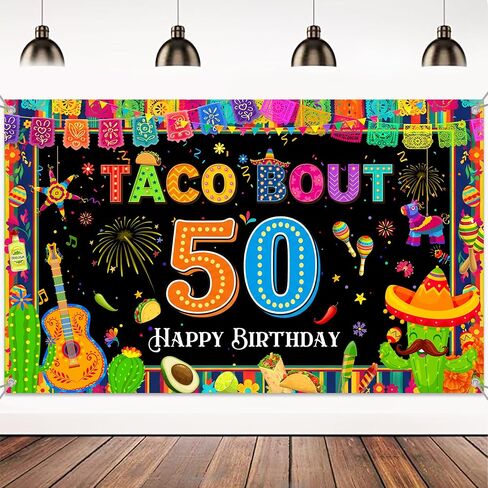 Mexican Fiesta 40th Birthday Backdrop - Taco Party Decorations Mexican Banners Photography Background Polyester, Happy 40th Birthday Banner for Men Women Forty Birthday Photo Booth Props in Saudi Arabia