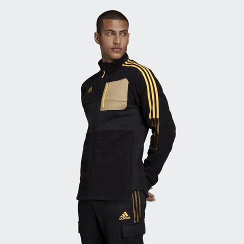 سترة Tiro Winterized Sherpa الرياضية للرجال من adidas، باللون الأسود in Kuwait