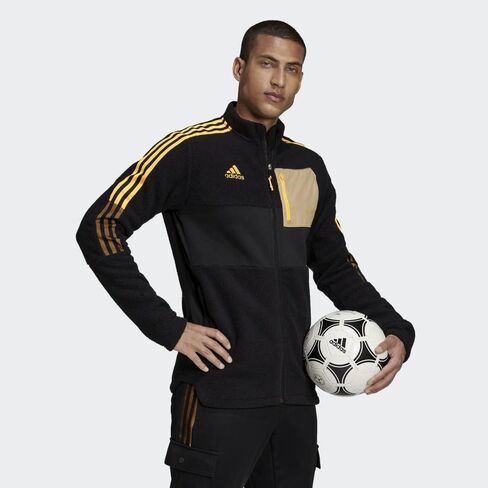 سترة Tiro Winterized Sherpa الرياضية للرجال من adidas، باللون الأسود in Kuwait