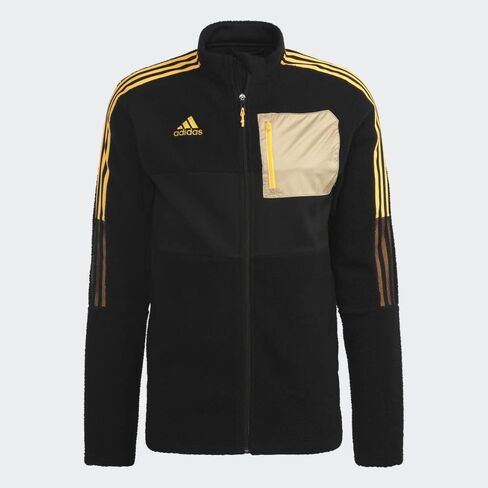 سترة Tiro Winterized Sherpa الرياضية للرجال من adidas، باللون الأسود in Kuwait