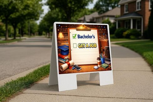 Bachelors Check Get A Job Colorful Folding Plastic A-Frame Double Sided 23x23 in. Sign in Saudi Arabia