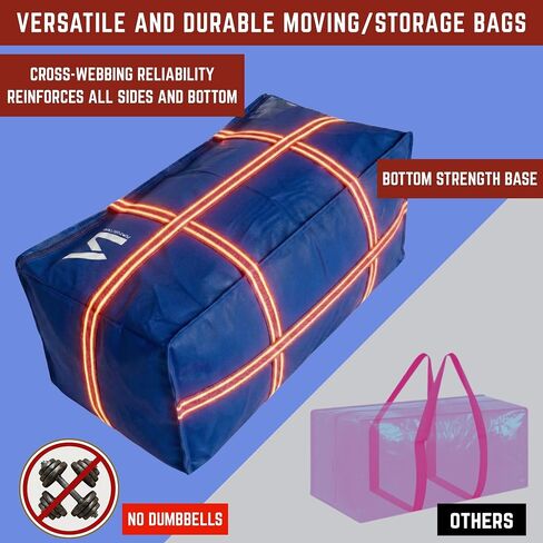 Moving Bags Heavy Duty, Packing Bags For Moving, Reinforced Camping Cargo Bag, Waterproof Canvas Storage Bins with Lids, Sturdy Extra Large Tote Bag with Zippers and Handles, Set of 5 Colors in Saudi Arabia