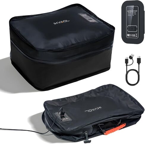 Travel Vacuum Packing Cubes with Built-in Pump, Space Saver (2-Pack) | 23L Small Organizer, Built-in 50kPa Pump, USB-C phone & power bank, 180° Opening, Airtight Zipper, Tearproof Fabric in Saudi Arabia