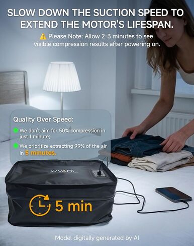 Travel Vacuum Packing Cubes with Built-in Pump, Space Saver (2-Pack) | 23L Small Organizer, Built-in 50kPa Pump, USB-C phone & power bank, 180° Opening, Airtight Zipper, Tearproof Fabric in Saudi Arabia