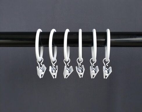 (1.5") 1.5 Inches Smooth Metal Curtain Rings with Clips (28, White) in Saudi Arabia