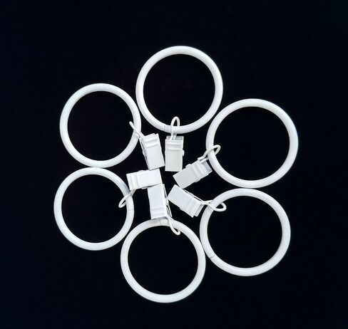 (1.5") 1.5 Inches Smooth Metal Curtain Rings with Clips (28, White) in Saudi Arabia