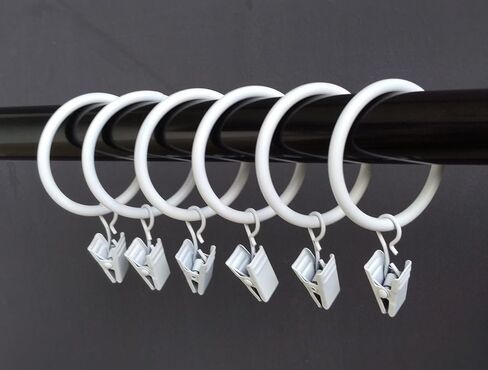 (1.5") 1.5 Inches Smooth Metal Curtain Rings with Clips (33, White) in Saudi Arabia