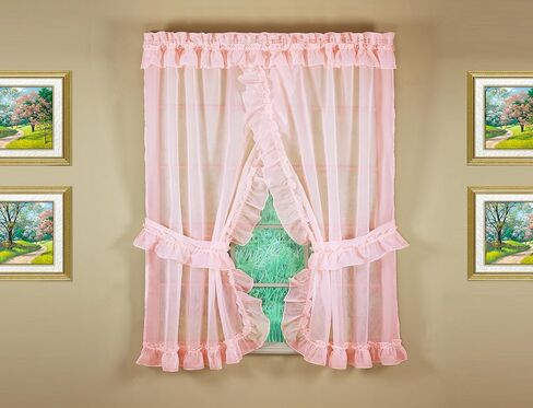 Today's Curtain, Emelia Priscilla Sheer Pair 60" W x 84" L, White, 5-Piece-Set in Saudi Arabia