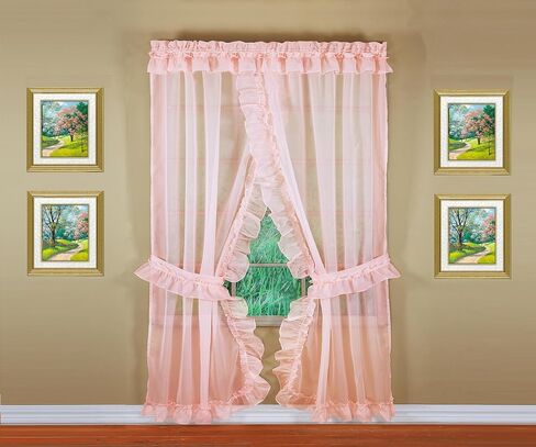 Today's Curtain, Emelia Priscilla Sheer Pair 60" W x 84" L, White, 5-Piece-Set in Saudi Arabia