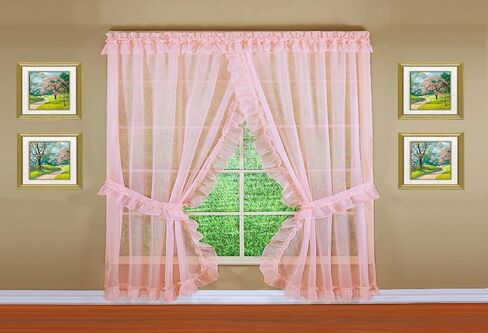 Today's Curtain, Emelia Priscilla Sheer Pair 60" W x 84" L, White, 5-Piece-Set in Saudi Arabia