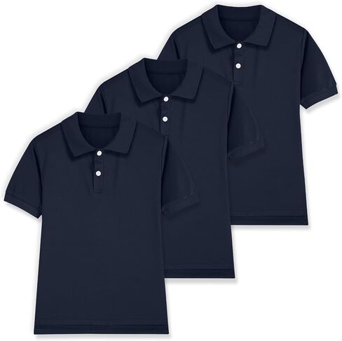 3 Pack Boys Short Sleeve Pique Polo Shirts School Uniform T-Shirt Kids Collared Golf Tops (5T-14Y) in Kuwait