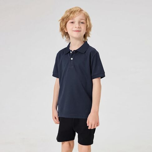 3 Pack Boys Short Sleeve Pique Polo Shirts School Uniform T-Shirt Kids Collared Golf Tops (5T-14Y) in Kuwait