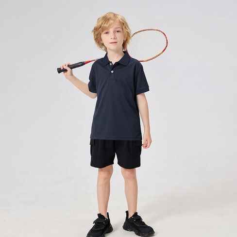 3 Pack Boys Short Sleeve Pique Polo Shirts School Uniform T-Shirt Kids Collared Golf Tops (5T-14Y) in Kuwait
