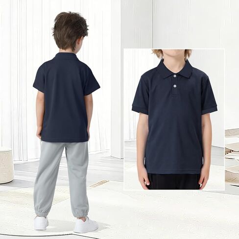 3 Pack Boys Short Sleeve Pique Polo Shirts School Uniform T-Shirt Kids Collared Golf Tops (5T-14Y) in Kuwait