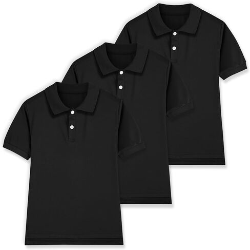 3 Pack Boys Short Sleeve Pique Polo Shirts School Uniform T-Shirt Kids Collared Golf Tops (5T-14Y) in Kuwait