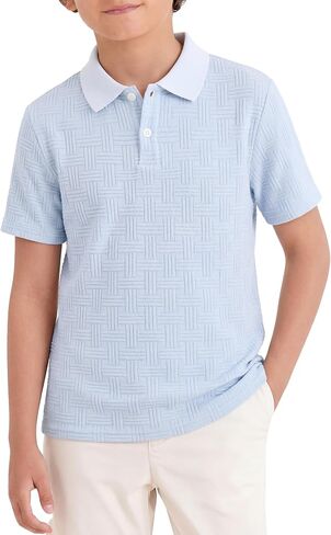 PureChapter Boys Polo Shirts Short Sleeve Knit Vintage School Uniform Golf Casual Tee Tops for 8-12 Years in Kuwait