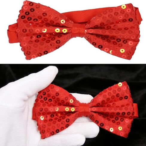 IZUS Men's Mardi-Gras-Bowtie Sparkling Novelty-Bow-Ties Gold-Purple-Green-Sequins Easy-Go Bowties for Carnival Masquerade in Kuwait