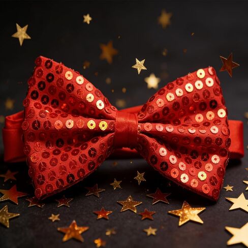 IZUS Men's Mardi-Gras-Bowtie Sparkling Novelty-Bow-Ties Gold-Purple-Green-Sequins Easy-Go Bowties for Carnival Masquerade in Kuwait