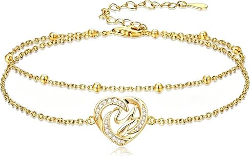 Midari 18K Yellow Gold A-Z Initial Heart Anklet for Women Rose Heart Charm with Letter Jewelry Gifts for Mom Wife Her in Saudi Arabia