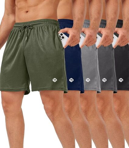 lomsoe 5 Pack Gym Shorts Men 5 Inch Quick Dry Mesh Shorts Men Lightweight Training Athletic Running Shorts with Pockets in Saudi Arabia
